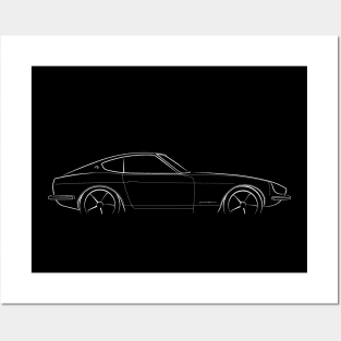 1973 Datsun 240Z - profile stencil, white Posters and Art